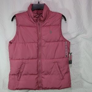 U.S. Polo Assn Women's M Puffer Vest Full Zip PINK